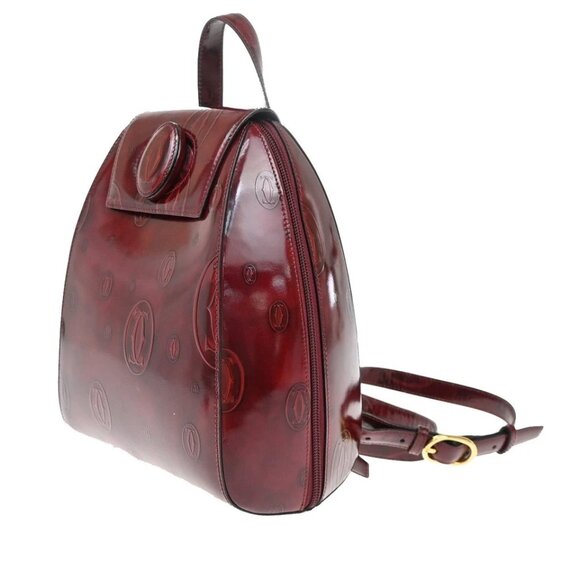 CARTIER Birthday Backpack Shoulder Bag Patent Leather Red GHW France 268-082525 - Picture 3 of 14